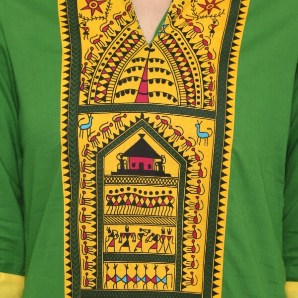 Aksha Women's Mehandi Green C Cut Kurti