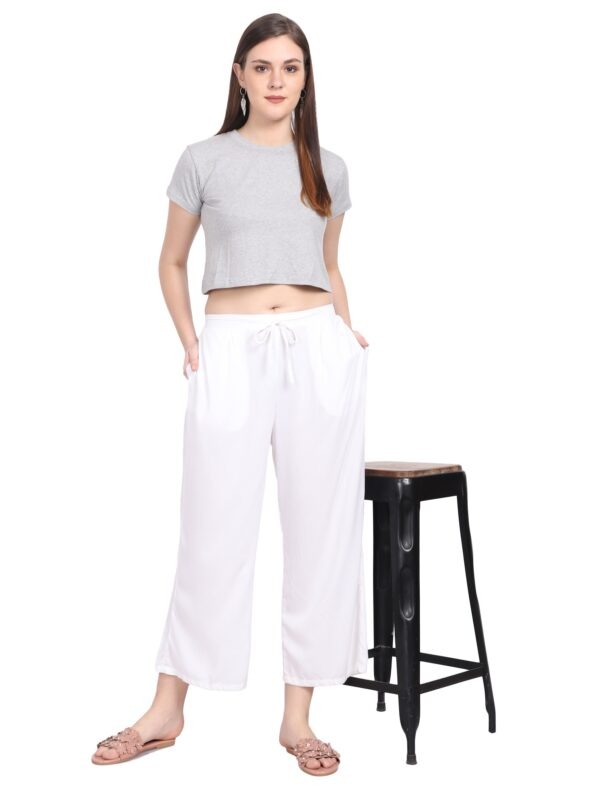 Buy Comfortable Women's Plus Size White Palazzo Pants | Amydus