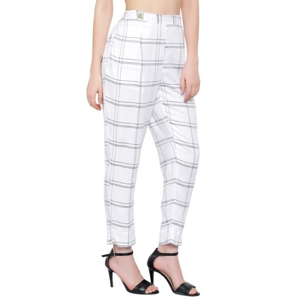 Women Black & White Check Trouser