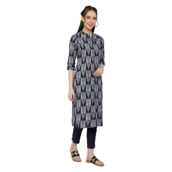 Women’s Navy Blue Ikat Print Kurti