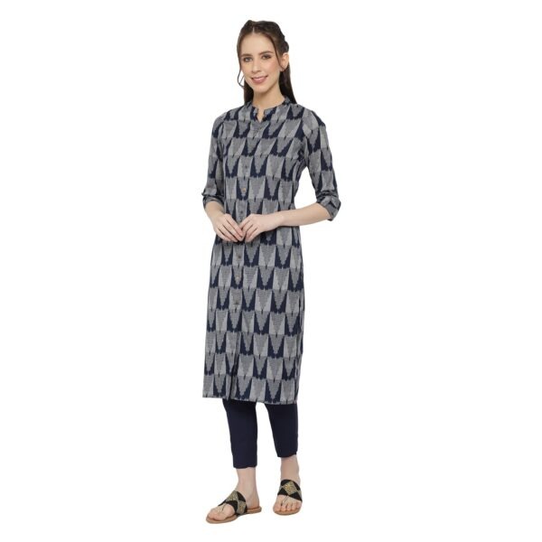 Women’s Navy Blue Ikat Print Kurti