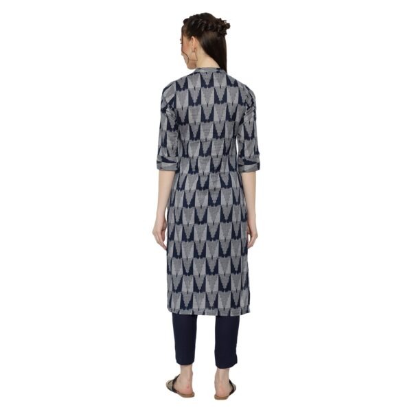Women’s Navy Blue Ikat Print Kurti