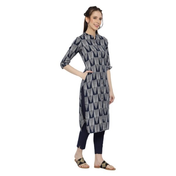 Women’s Navy Blue Ikat Print Kurti