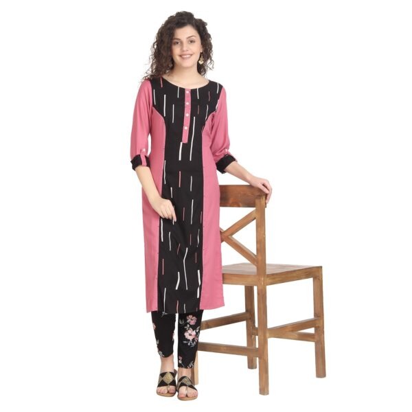 Black Color Pure Cotton Straight Kurti With Trousers – GFH Collection