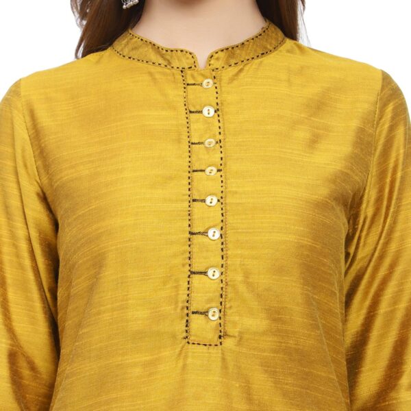 Aksha Mustard Impressive Solid Kurti