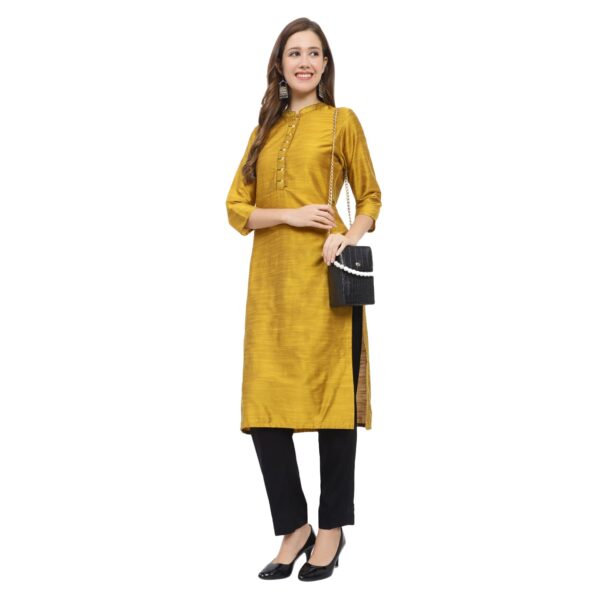 Aksha Mustard Impressive Solid Kurti