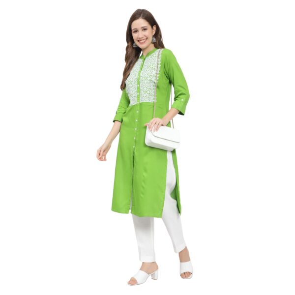 Parrot green plain cotton cotton-kurtis - Proxy Fashion - 1850937