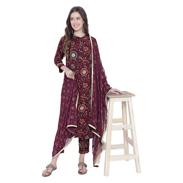 Aksha Wine Colors Fashionably Paired Trouser Set