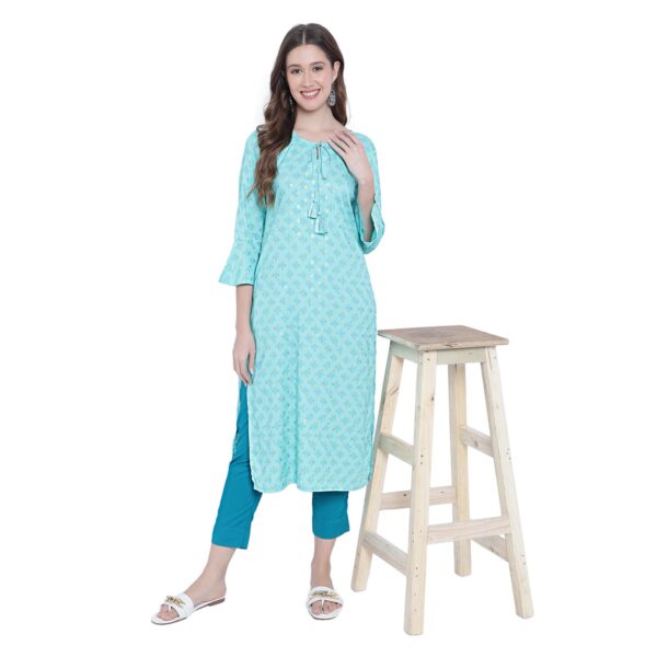 Buy online Firozi Color Cotton Kurta from Kurta Kurtis for Women by  Desiurban for ₹999 at 0% off | 2024 Limeroad.com