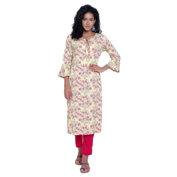 Aksha Keyhole Neck Tassels Frill Sleeves Graceful Threads Kurti