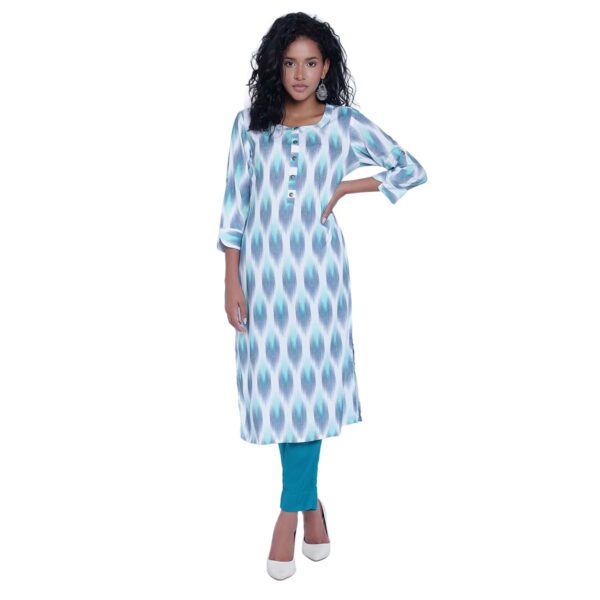 Aksha Rama Green Ikat Print Kurti
