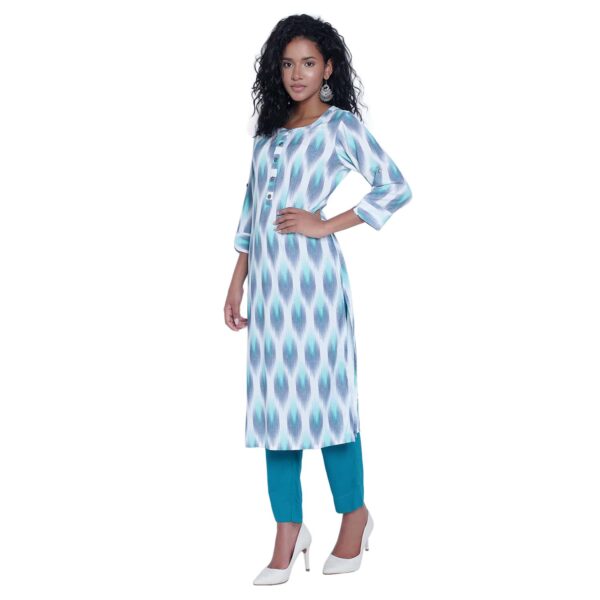 Aksha Rama Green Ikat Print Kurti
