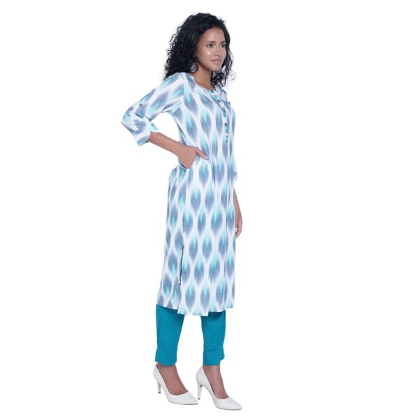 Aksha Rama Green Ikat Print Kurti
