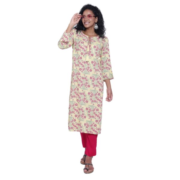 Aksha Keyhole Neck Tassels Frill Sleeves Graceful Threads Kurti