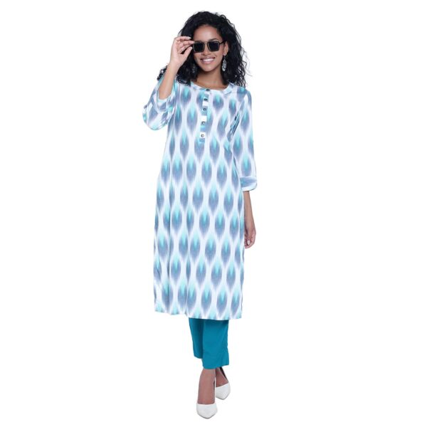 Aksha Rama Green Ikat Print Kurti