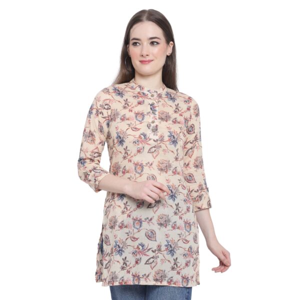 Aksha Trendy Tunic Cream Short Top Kurtis5