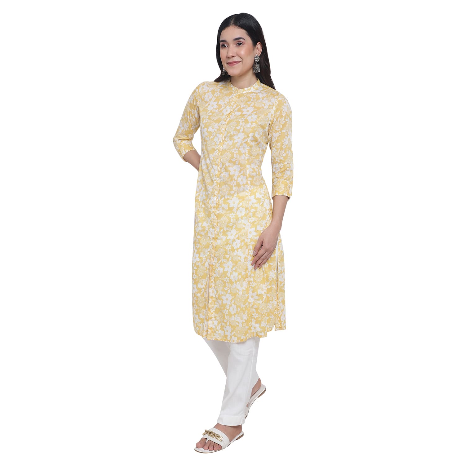 Buy EMEE-Y Women's Kurta Printed Cotton A line Kurti Knee Length Kurtis for  Party/Festive Wear - Pink - L Online at Best Prices in India - JioMart.