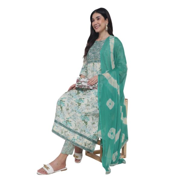 Ethereal Elegance Pakistani green Naira Kurtis Trouser With Dupatta4