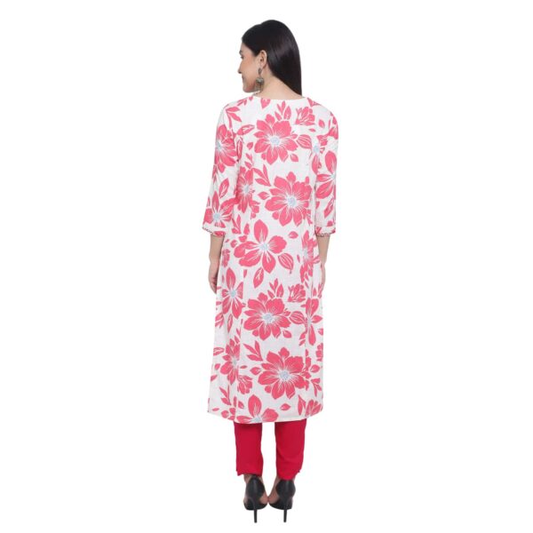 Floral Flourish Pink Color Women’s Straight Kurtas