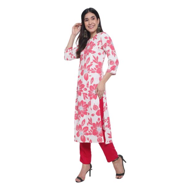 Floral Flourish Pink Color Women’s Straight Kurtas1