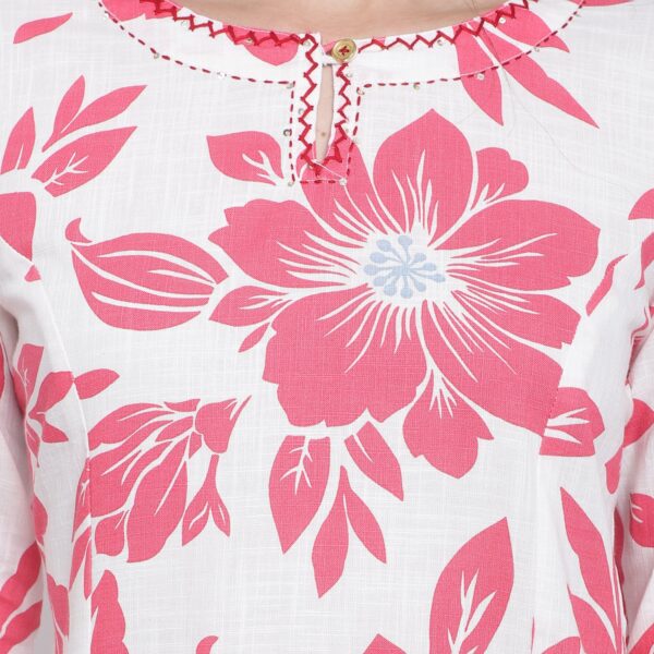 Floral Flourish Pink Color Women’s Straight Kurtas1.