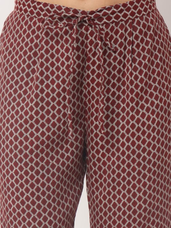 Aksha Maroon Jaipuri Trouser Set 1
