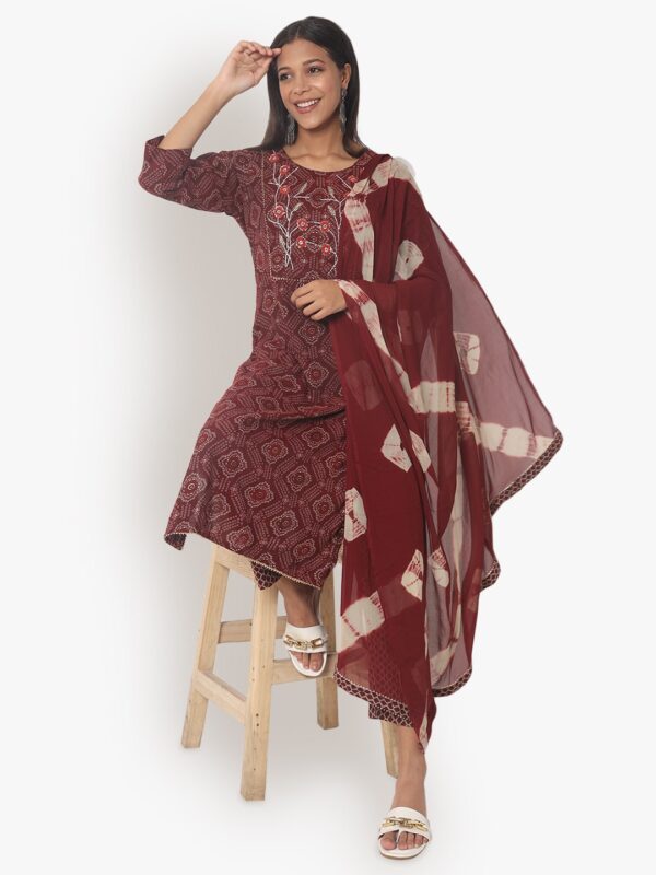 Aksha Maroon Jaipuri Trouser Set 4