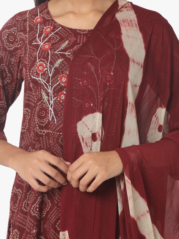 Aksha Maroon Jaipuri Trouser Set 5