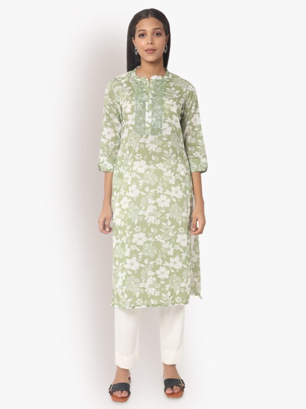 Chic Coords Pista Green Color Kurtas