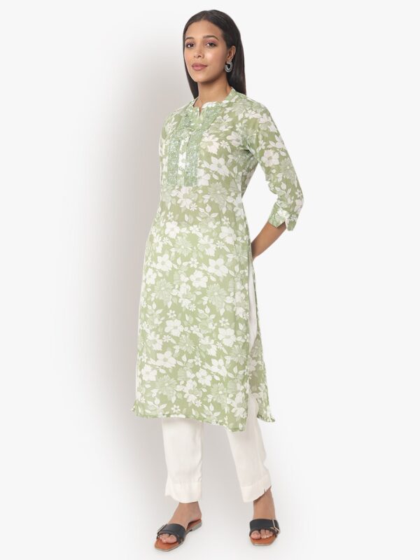 Chic Coords Pista Green Color Kurtas2