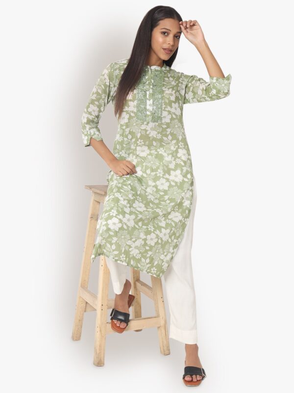 Chic Coords Pista Green Color Kurtas3