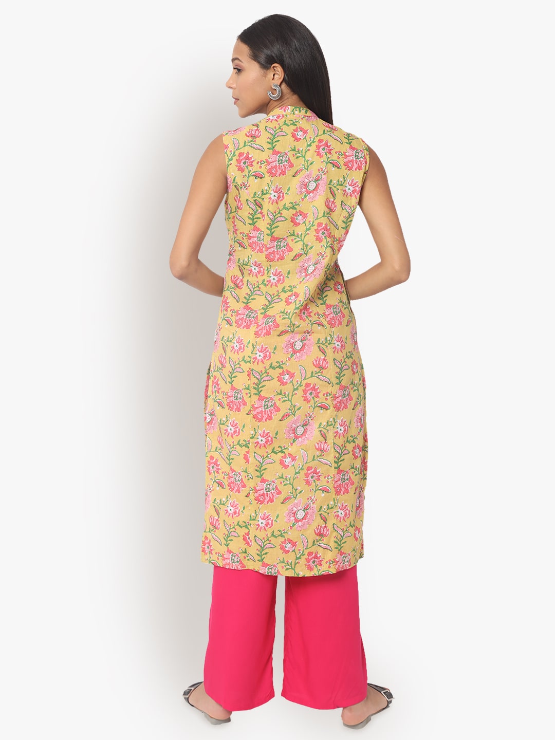 Buy Anwija Combo of Womens Stylish and Fancy Solid Plain Rayon Straight  Casual/Formal Sleeveless Office wear Kurtis and Side lace. (Medium,  Black/Mustard) at Amazon.in