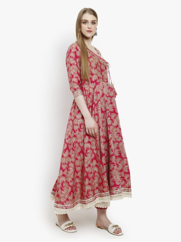 Angrakha Anarkali Rani Pink Ladies Suit 5