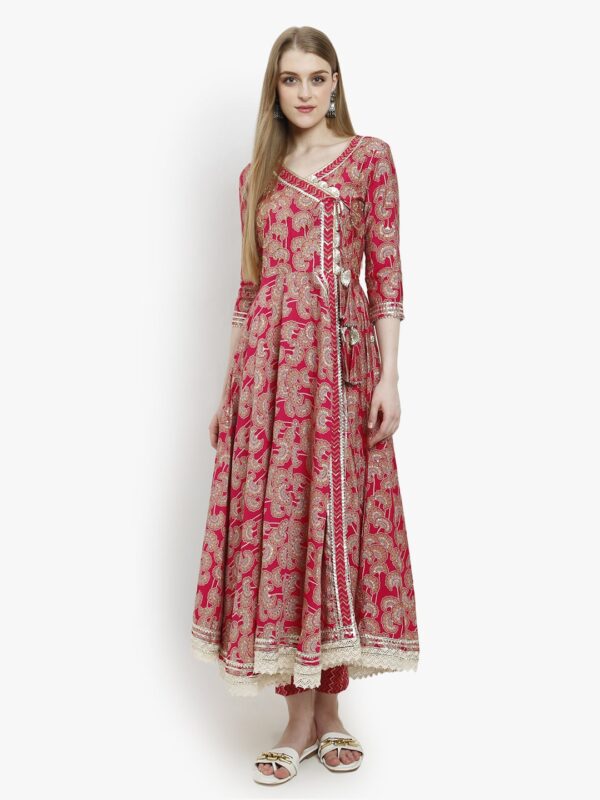 Angrakha Anarkali Rani Pink Ladies Suit 6