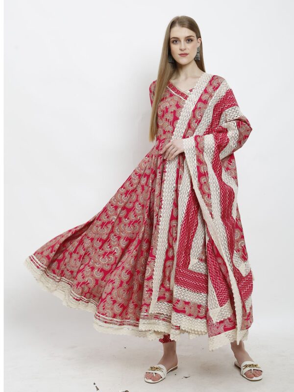 Angrakha Anarkali Rani Pink Ladies Suit