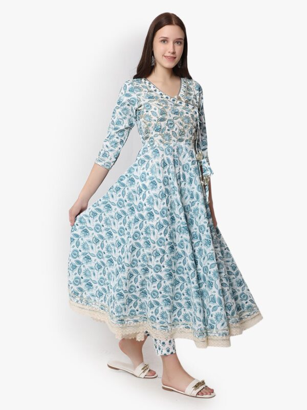 Angrakha Satisfaction Rama Green Anarkali Set3