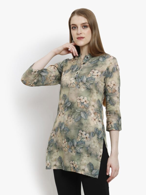 Floral Fantasy Green Short Top Kurtis2