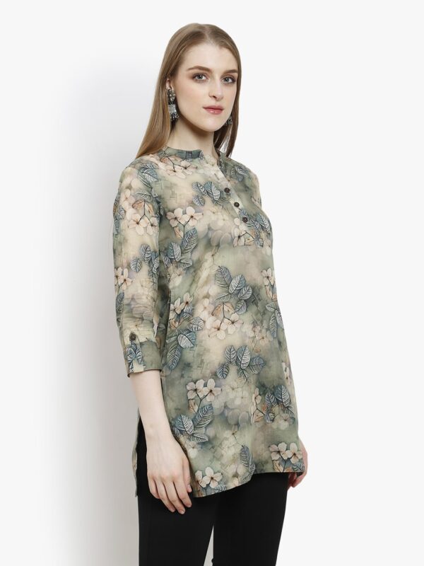 Floral Fantasy Green Short Top Kurtis3