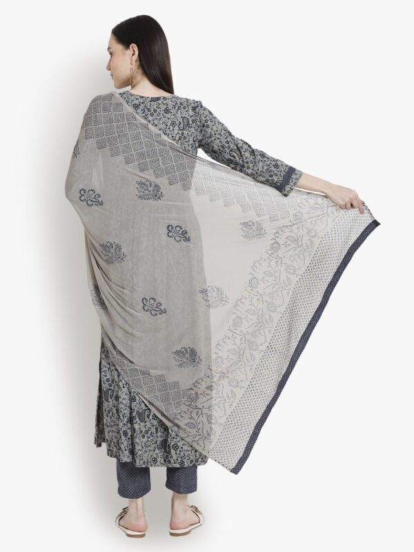 Aliya Chic Ensemble Grey & Blue Women Ladies Suit.