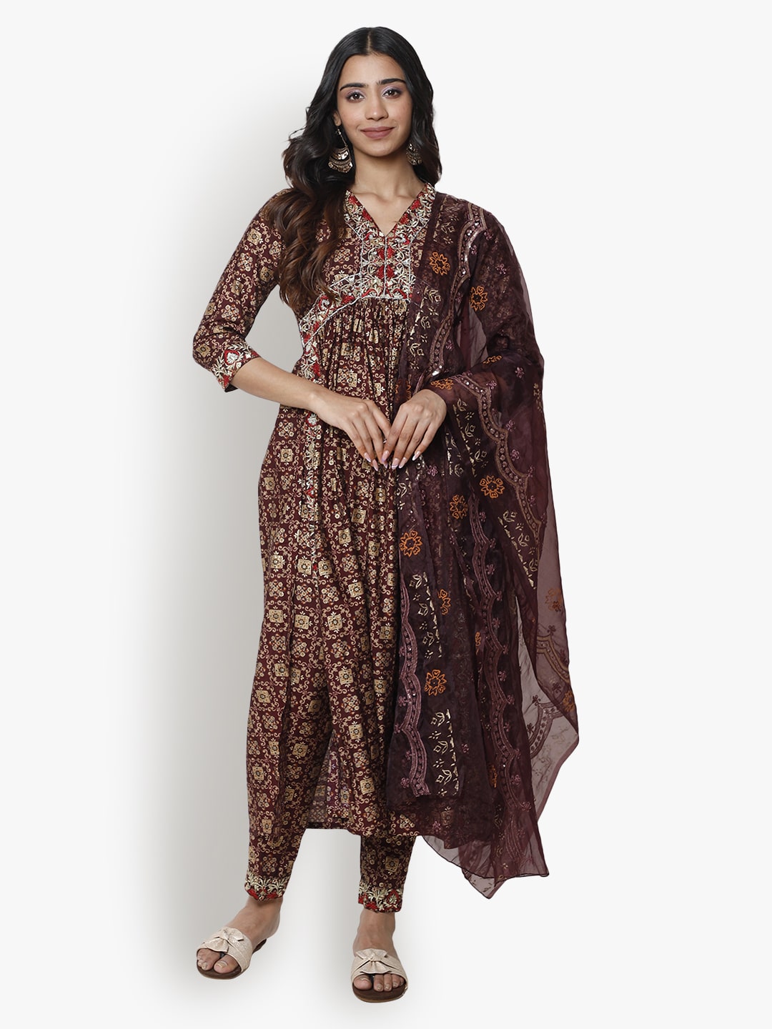 Buy Women's Wine Viscose Semi Stitched Salwar Suit Online. – Odette