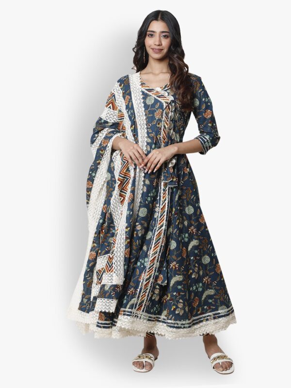 Angrakha Enchanting Women Blue Anarkali Set