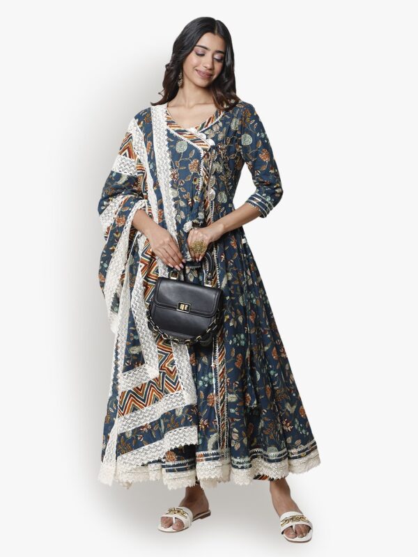 Angrakha Enchanting Women Blue Anarkali Set..