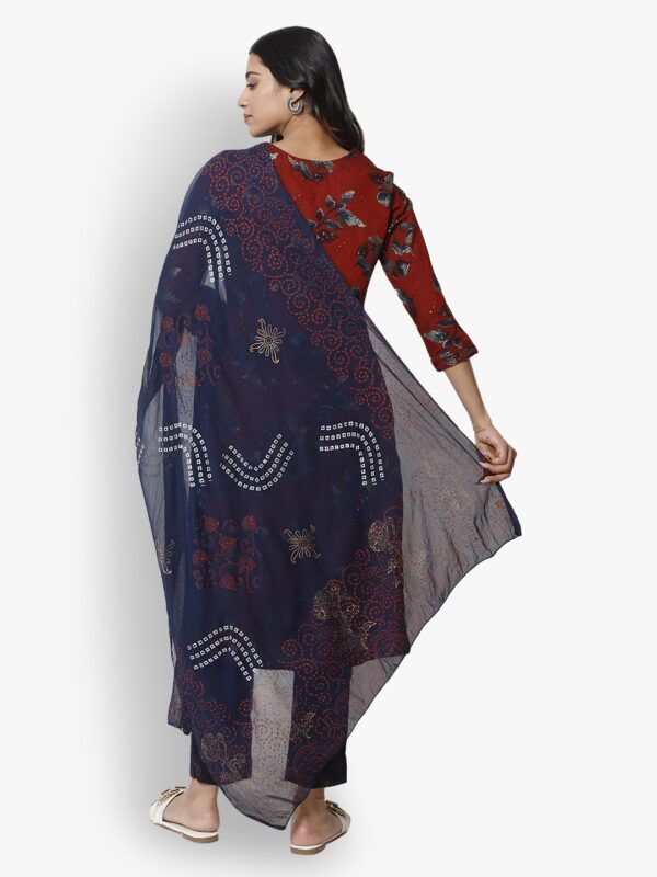 Fashionably Paired Maroon Women Ladies Suit.