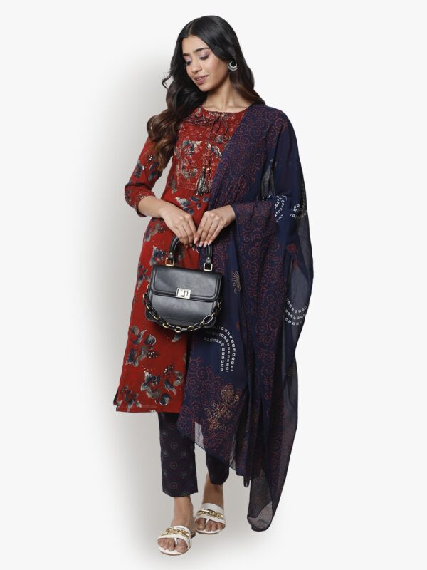 Fashionably Paired Maroon Women Ladies Suit..