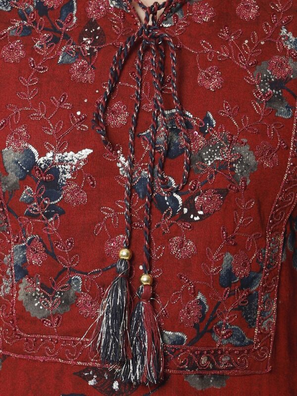 Fashionably Paired Maroon Women Ladies Suit2