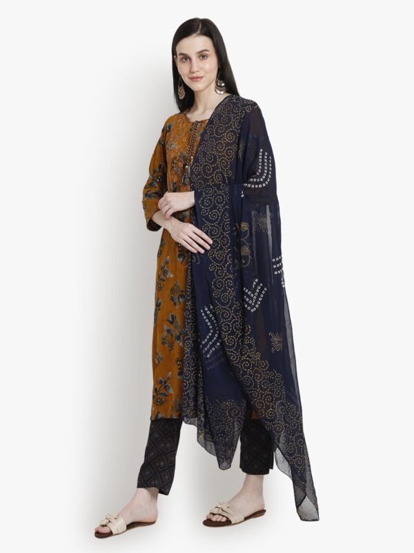 Fashionably Paired Mustard Women Ladies Suit1