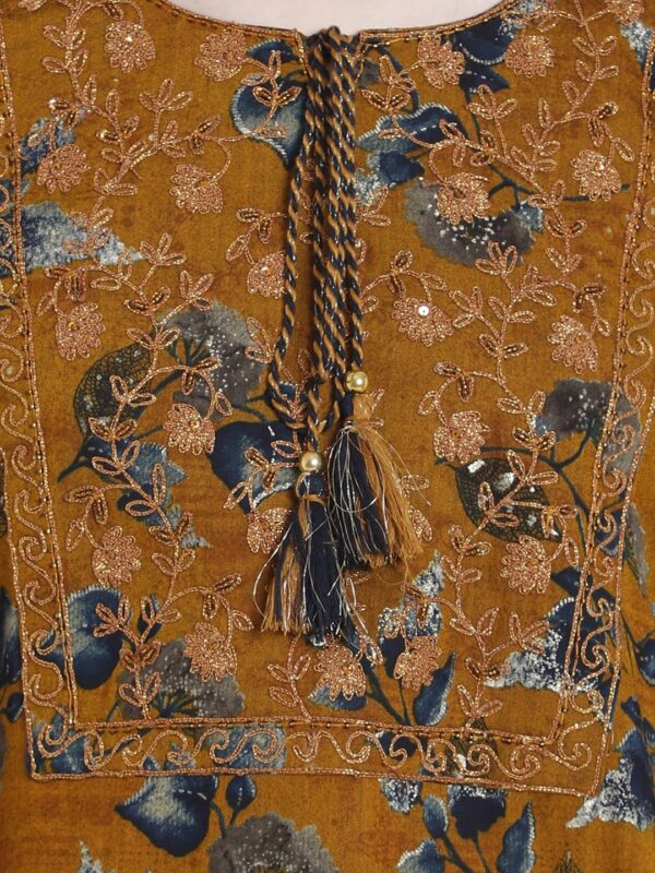 Fashionably Paired Mustard Women Ladies Suit2