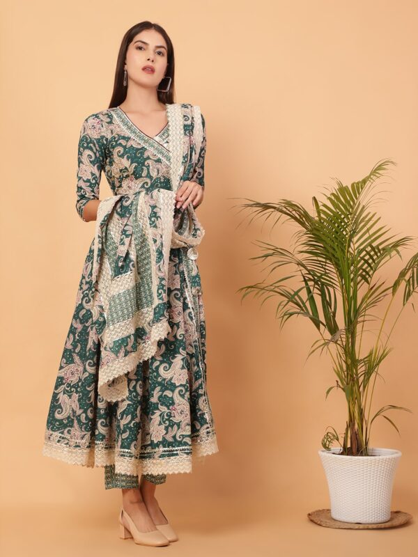 Angrakha Anarkali Green Suit.