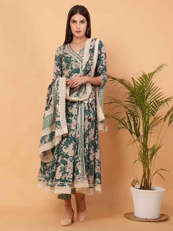Angrakha Anarkali Green Suit