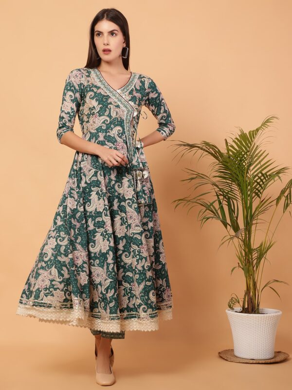 Angrakha Anarkali Green Suit1